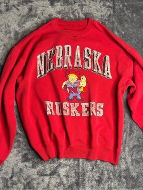 Vintage Nebraska Huskers Red Crewneck Sweatshirt